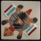 Colorful 2001 Navajo Turtle Sand Painting 5  X 5  Signed Friendship   Long Life