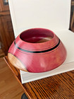 Vintage Solid Piece Turned Apple Wood Art Bowl - Artist Signed T  Jones