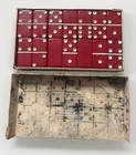 Crisloid Top Grade Red  Marblelike Dominoes Set Vintage 1950s