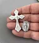 20 Pc Rosary Crucifixes 10 Crosses   10 Miraculous Medalcenters Silver Plate New