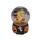 Vintage 90s Halloween Pumpkin Ghosts Crescent Moon Glass Snow Globe Flying Bats