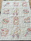 Handmade Embroidered Baby Quilt  Very Nice And Adorable  24 X 32   