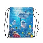Jejeloiu Cute Dolphin Drawstring Backpack 13x15 7inch Underwater World Waterp   