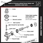 2 Pcs Stout Beer Faucet  Stainless Steel Draft Keg Tap With 304 Stainless Han