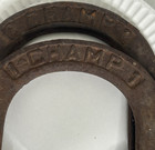 Set Of 2 Champ Horseshoes Forged Steel  1 And  2 Patina Rustic Cowboy Game