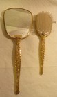 Vintage 24 Kt Gold Plated Vanity Mirror And Brush Set 