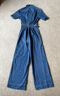 Vtg 70s March 1 Women s Sleeveless Denim Wide Leg Jump Suit - Size S m