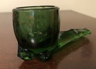Vintage Souvenir Of Mansfield  Ohio Oh Green Glass Pipe Candle Holder