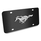Ford Mustang 3d Logo On Black Carbon Fiber Patten Stainless Steel License Plate