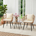 3 Piece Outdoor Patio Bistro Set all-weather Modern Wicker Table And Chairs Set