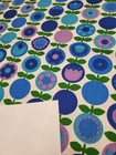 Awesome Rare Vintage Mid Century Retro 70s 60s Blu Grn Purp Cir Floral Fabric 