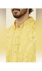 New Mustard Yellow Medallion Patterned Kurta Jacket Set With Mirror Work