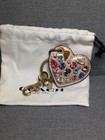 Coach Multicolor Crystal Gold Heart Bag Charm Key Ring Fob Purse Vintage