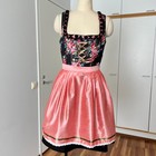 Bavarian Floral Dirndl   Apron Set German Folk Lace Up Oktoberfest Outfit Eu 38