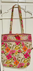 Vera Bradley Toggle Tote In Tea Garden Shoulder Strap White Pink