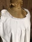 Elegant Antique French Edwardian Cotton   Lace Nightgown Flowing   Timeless Sz L