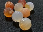 One Chinese Carved Bead Agate Carnelian Double Shou Dragon Round 12mm