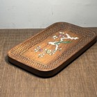 Chinese Antique Tea Tray Exquisite Teaboard Wood Carving Shell Inlay Square Tray