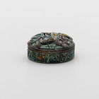 Vintage Monet Enameled Butterfly Pill Trinket Box Silver Tone Rhinestone 1 75 