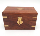 Vintage Wood And Brass Accents Small Divided Trinket   Jewelry Box 4 5 X 2 75 