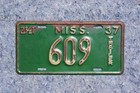1937 Mississippi Trailer License Plate   609