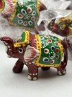 Hand Painted Resin Elephant Figurine Paperweight Set Of Five Graduated New