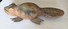 8    Vintage Folk Art Beaver Ice Spearing Decoy Wood Carving Metal Fins Primitive