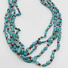 Southwestern Turquoise Necklace Coral   Pearl Accents 4 Strands 25  925 Hook Vtg