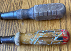 Antique Wood Handled Flat Slotted Screwdriver Lot Of 2  10 1 2    7 1 2  