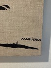 Vintage Marushka Silkscreen Graphic Print 16 x14  Mcm Fabric Wall Art Seaguls