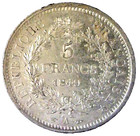 France  5 Francs 1849 A Km756 1  Silver   Nice Color Luster  Almost Uncirculated