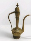 Brass Middle Eastern Persian Teapot Pitcher Flowers Oil Made In India Vtg 11 5 