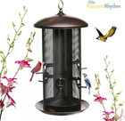 Metal Hopper Bird Feeder Two Chambers   heavy Duty Mesh Metal Dual Seed Compartmen