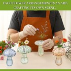 6 Colored Mushroom Glass Propagation Vases Set  4   Hydroponic Bud Vase
