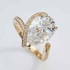 2 50ct Pear Cut Real Moissanite Halo Engagement Ring 14k Yellow Gold Plated