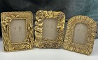 Set Of 3 Vintage Gold Ornate Picture Frames Flowers And Lace Designs 5   x4   