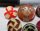 Lot Of 7 Vintage Carved Pierced Celluloid Button 13 16  To 1 1 8 