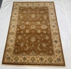 Afghan Chobi Rug 4x6 Ft Hand Knotted Brown Ivory High Twist Wool Area Rug