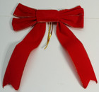 Frekkoy 12pcs Red Velvet Christmas Bows  Gold Trim Gift Decor New