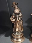 Vintage Pair Bronze French Couple Figurine Brass Statue Accordionist