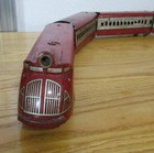 1930   s Vtg  Rare Red Marx M10000 Tin Union Pacific Passenger Train 6 Car  Set O