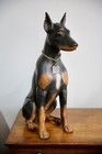 Vintage Doberman Pinscher Ceramic Dog Figurine Statue 1979 Countertop Display