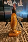 Vintage Hand-carved Wood Penguin Figurine Statue Articulating Arms- Excellent 