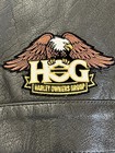 Mens Black Leather Motorcycle Vest H-d Patriot Guard Harley Hog Patches Large