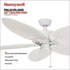 Honeywell Palm Island 52  Tropical Ceiling Fan  Five Palm Leaf Blades In White