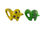 2 Vintage Hand Carved Soapstone Elephant Figurines Kenya Yellow   Green Africa