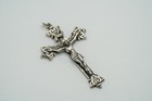 Antique Sterling Silver Ornate Crucifix Cross Rosary Necklace Pendant Jb7