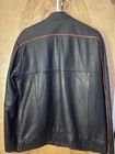Jagermeister Genuine Leather Racing Jacket Men s Small Black Orange Embroidered