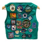 Girl Scout Vest L W  50  Patches Badges Green 211 Texas Made In Usa   stain