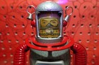 Tin Wind Up Mechanical Toy Robot Astro Scout Untested No Key 9  Tall